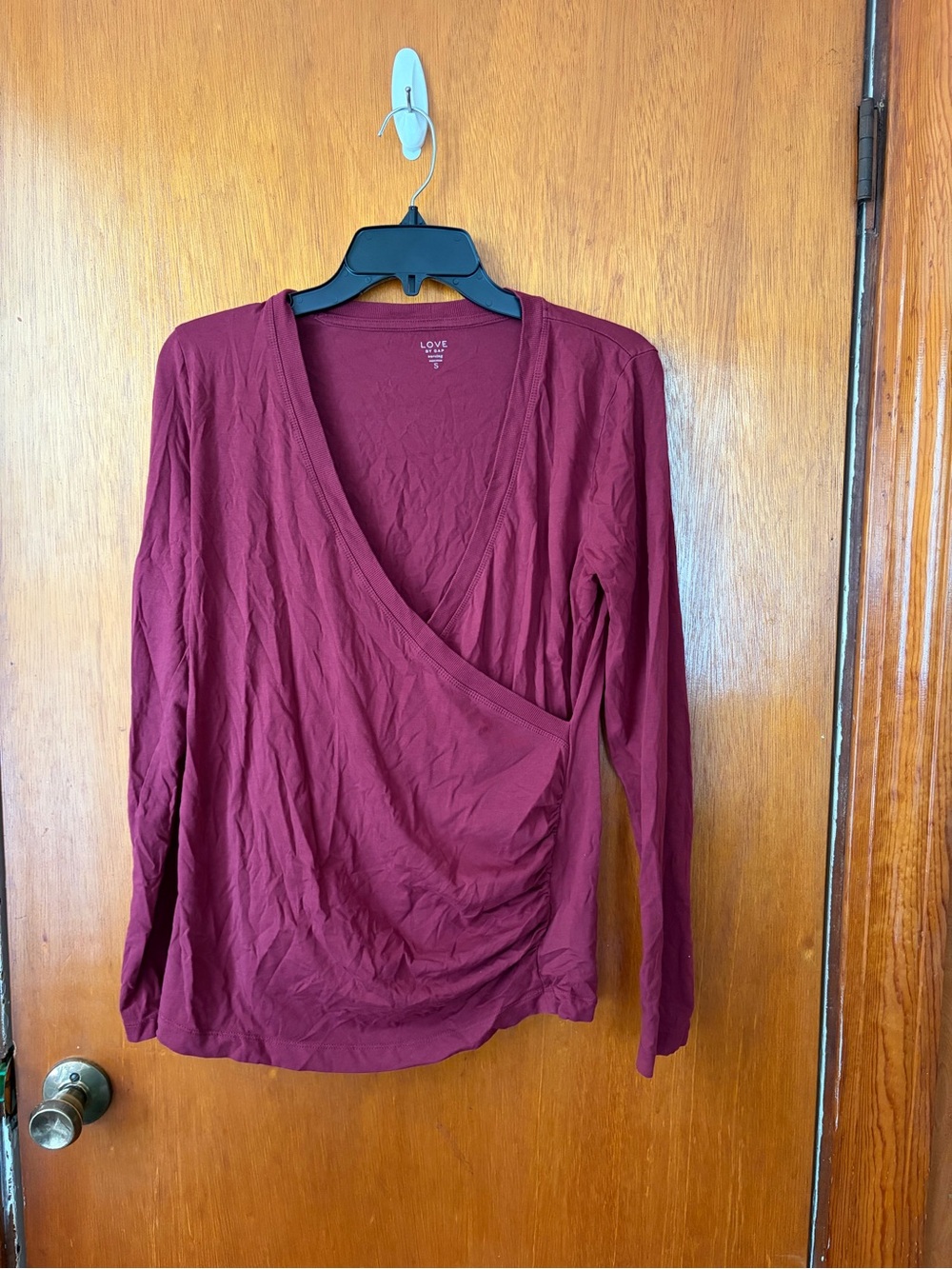 Burgundy Long-Sleeve Wrap Nursing Top